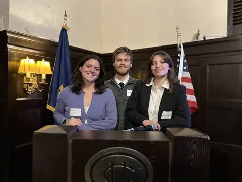 Simone Baumgartner, Joseph Bartholomeusz and Charlotte O'Brien at the Oregon Consular Corps scholarship reception in Portland Tuesday, Feb. 17.